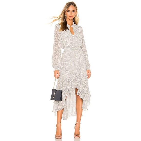 1.State Revolve Maxi Dress Jaime Shrayber Printed High-Low M Gray Leopard Print - Picture 1 of 16